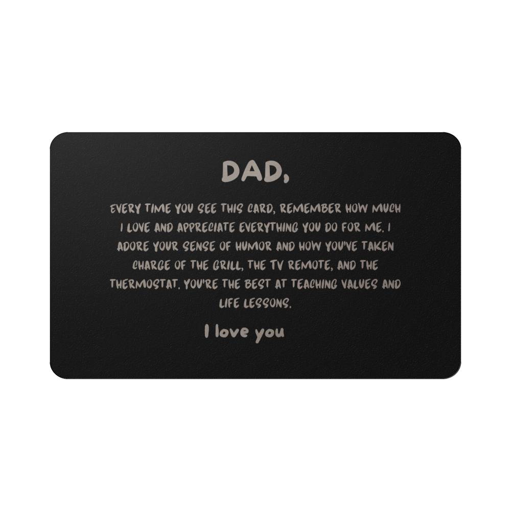 Engraved Metal Wallet Card for Dad