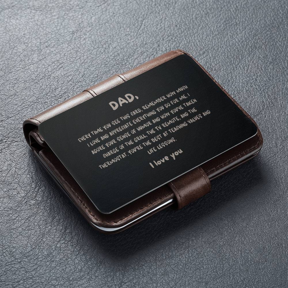 Engraved Metal Wallet Card for Dad