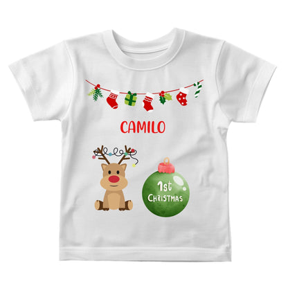 Personalized Name Baby 1st Christmas t-shirt