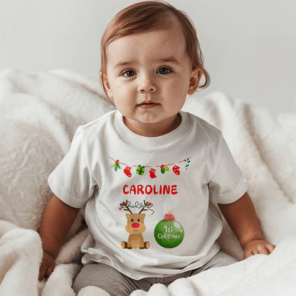 Personalized Name Baby 1st Christmas t-shirt