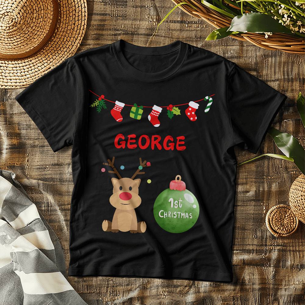 Personalized Name Baby 1st Christmas t-shirt