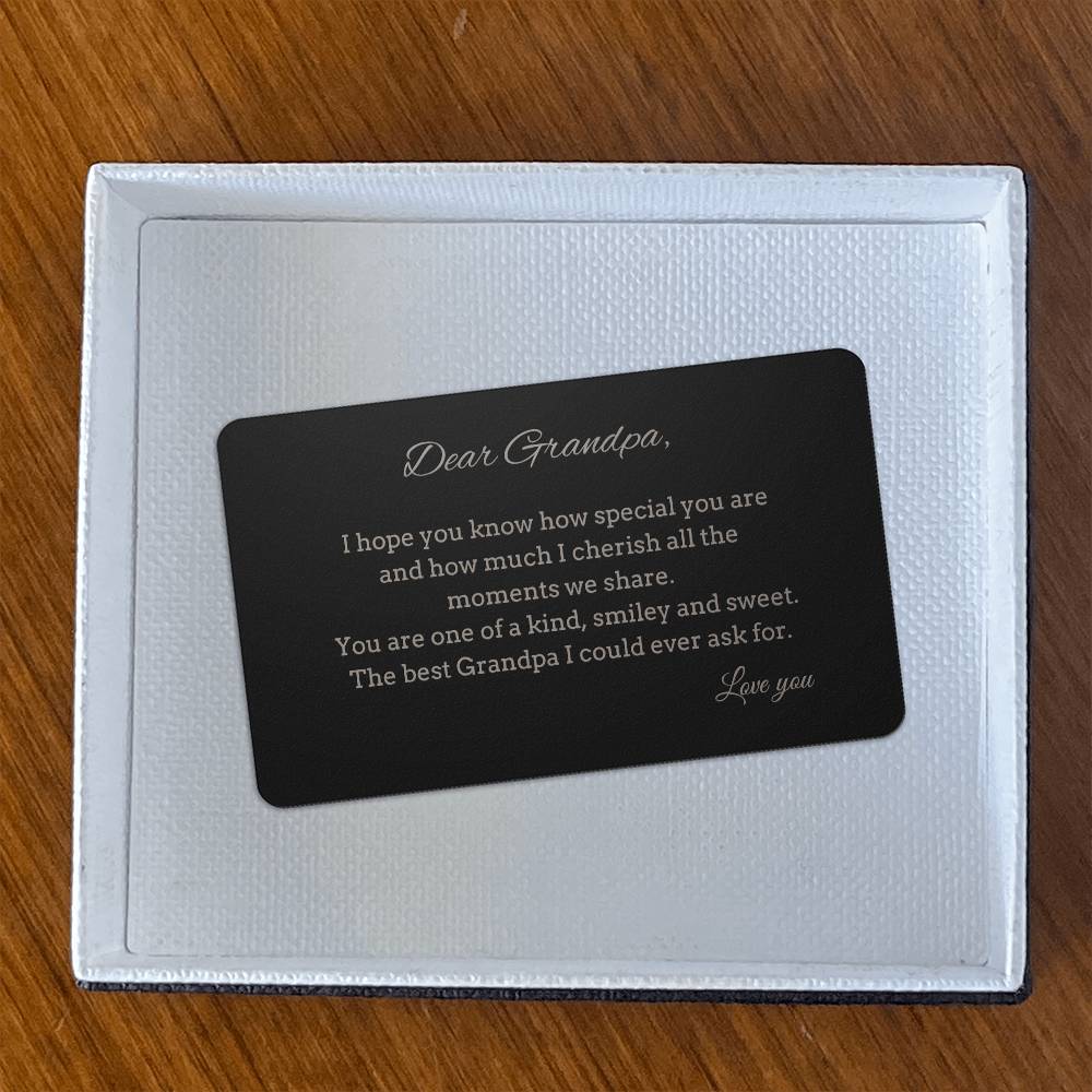 Dear Grandpa Engraved Wallet Card