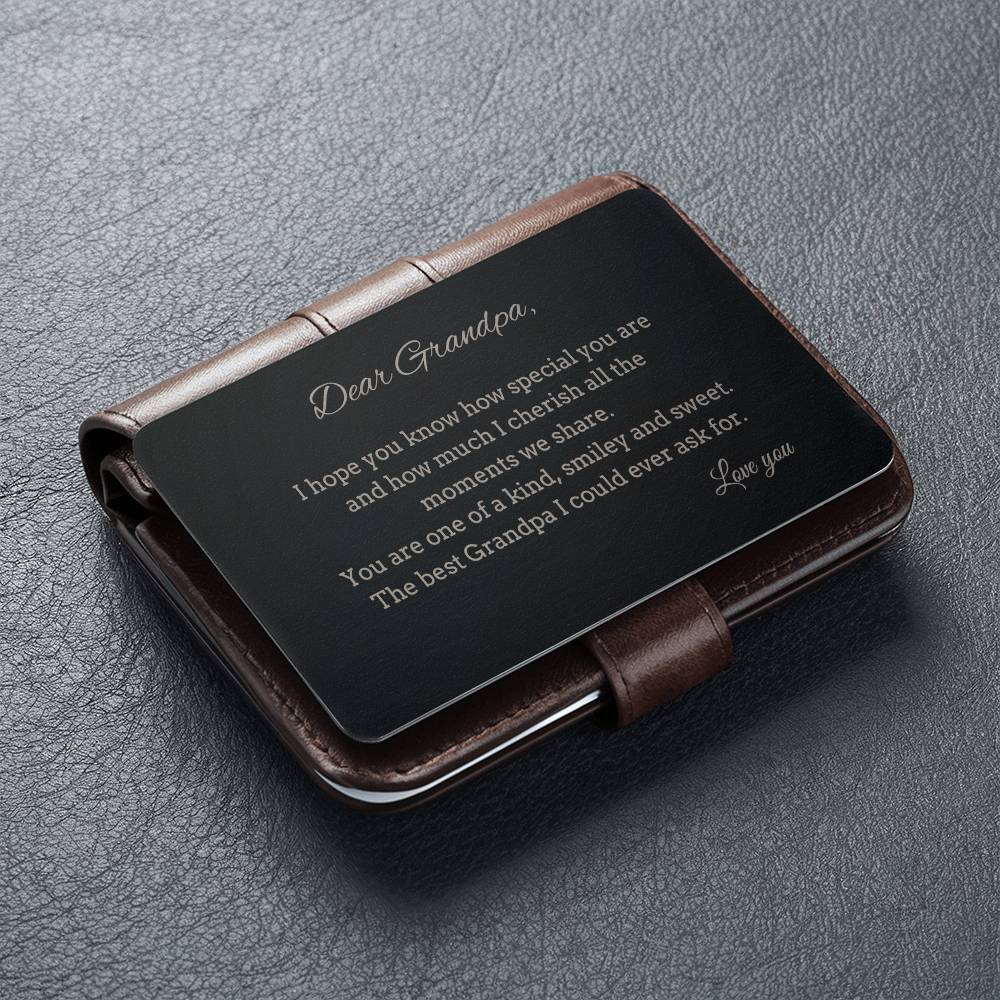 Dear Grandpa Engraved Wallet Card